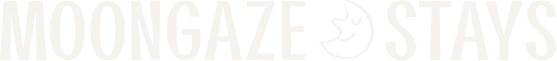 Moongaze Stays wordmark with smiling moon